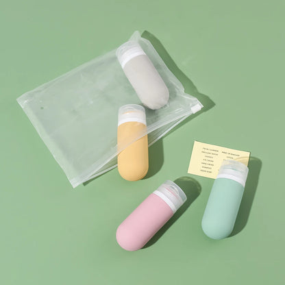 4pcs 2oz/3oz Colorful Leak Proof Squeezable Silicone Travel Toiletry Bottles