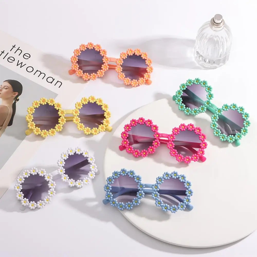 Children Cute Acrylic Flower Outdoor Sun Protection Sunglasses