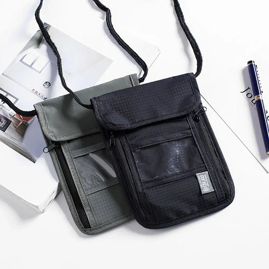 RFID Passport ID Bag Waterproof Document Pouch Passport Bag Neck Wallet Packet ID Credit Card Holder