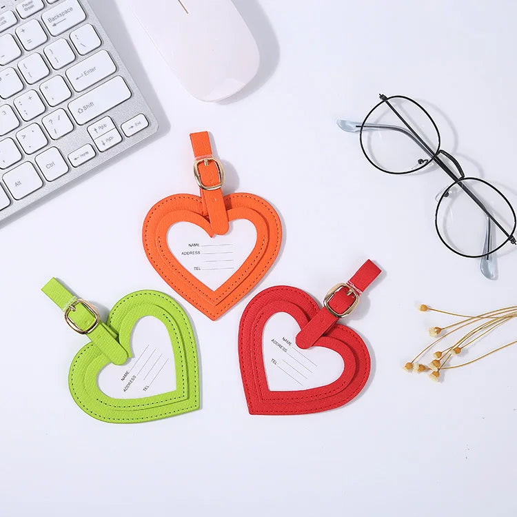 Heart Style PU Leather Luggage Tag