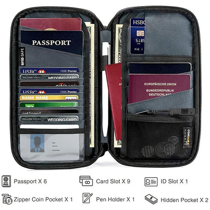 New Travel Wallet, Multifunction Purse passport, cash, cards and ID