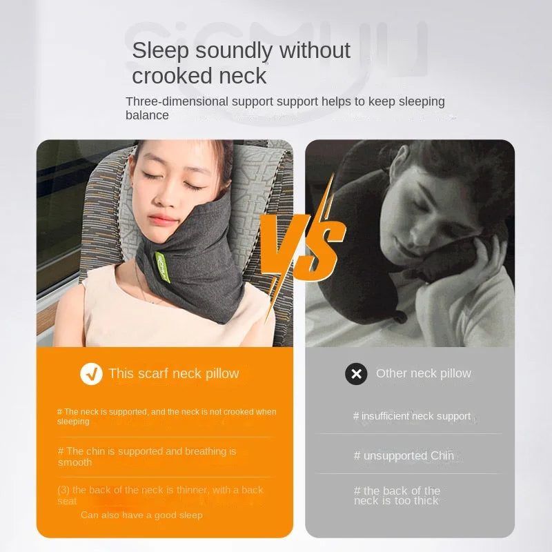 Memory Foam Pillow, Neck Support Cushion with Washable Cover for Plane, Train and Car