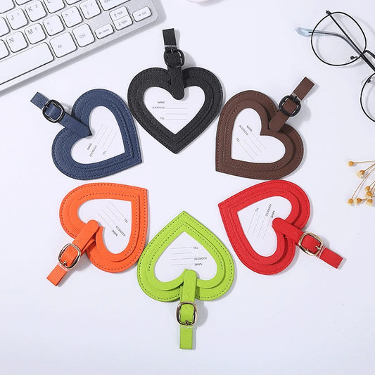 Heart Style PU Leather Luggage Tag