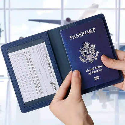 PU Leather Slim Passport Holder With Waterproof Vaccine Card Slots