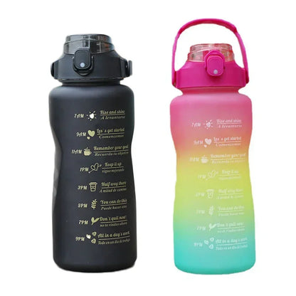 2000ml Portable Gradient Plastic Water Bottle with Straw