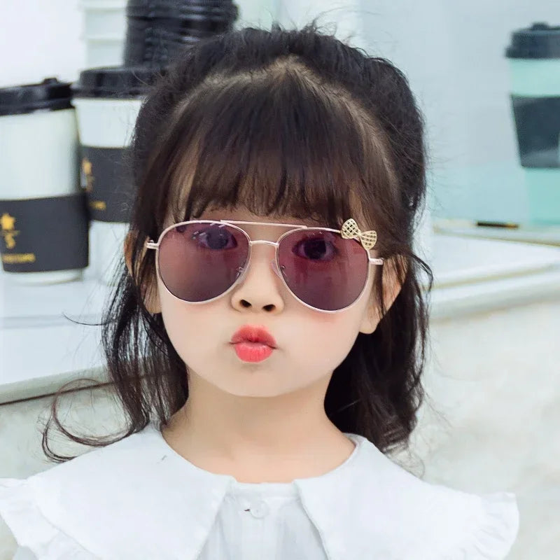 Children Classic Pilot Sunglasses Metal Frame Eyewear