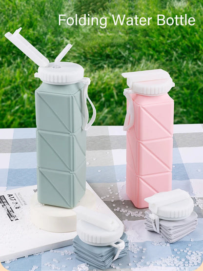 620ml Folding Silicone Portable Water Bottle for Sports and Travel
