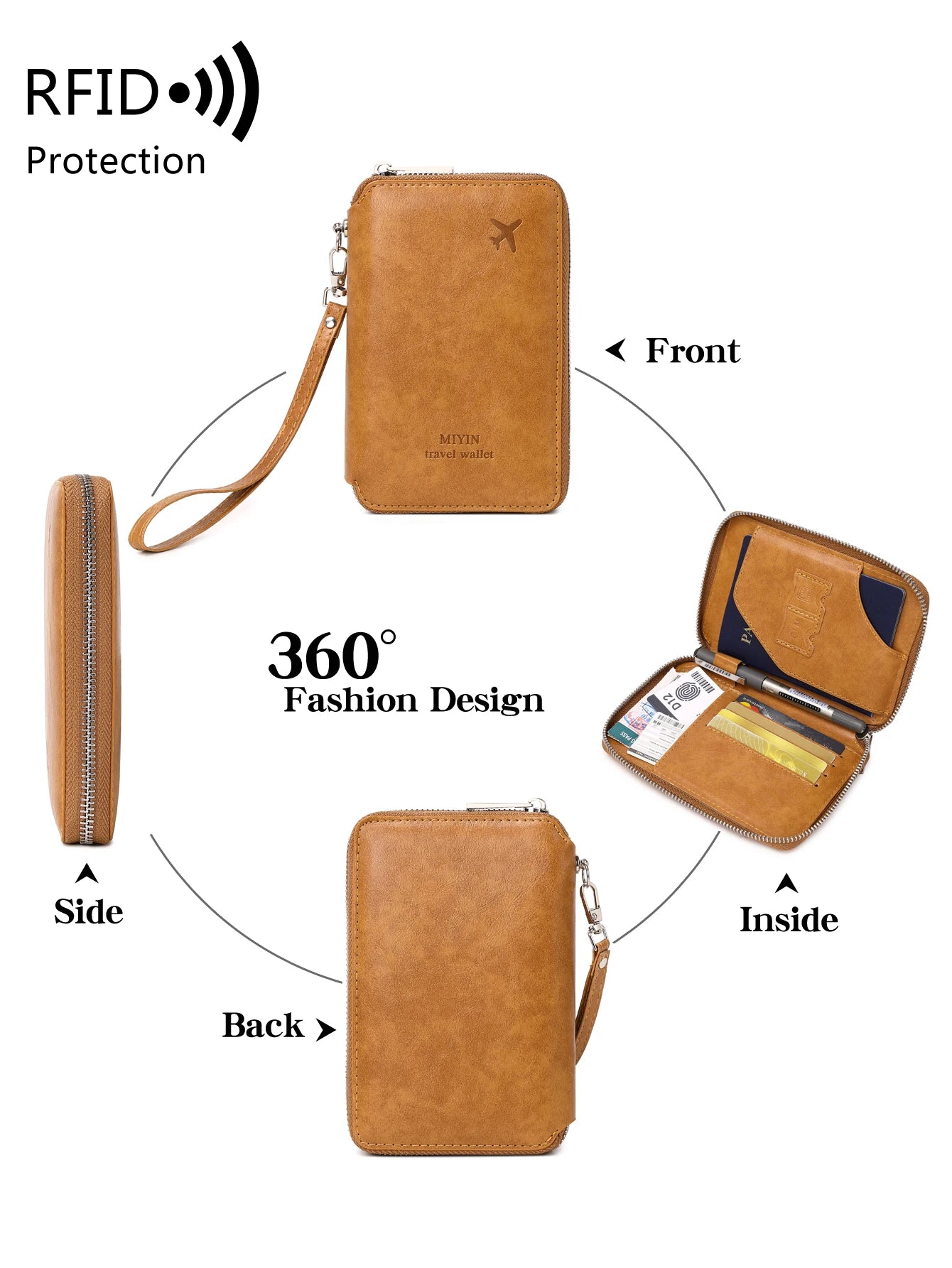 RFID passport holder multifunctional PU leather wallet holder unisex