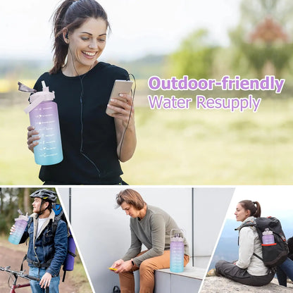 2L Water Bottle With Straw Large Capacity Sports Bottle BPA Free